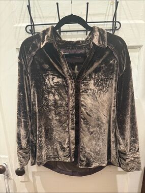 We The Free Velvet Button-Down Shirt Jacket - Brown